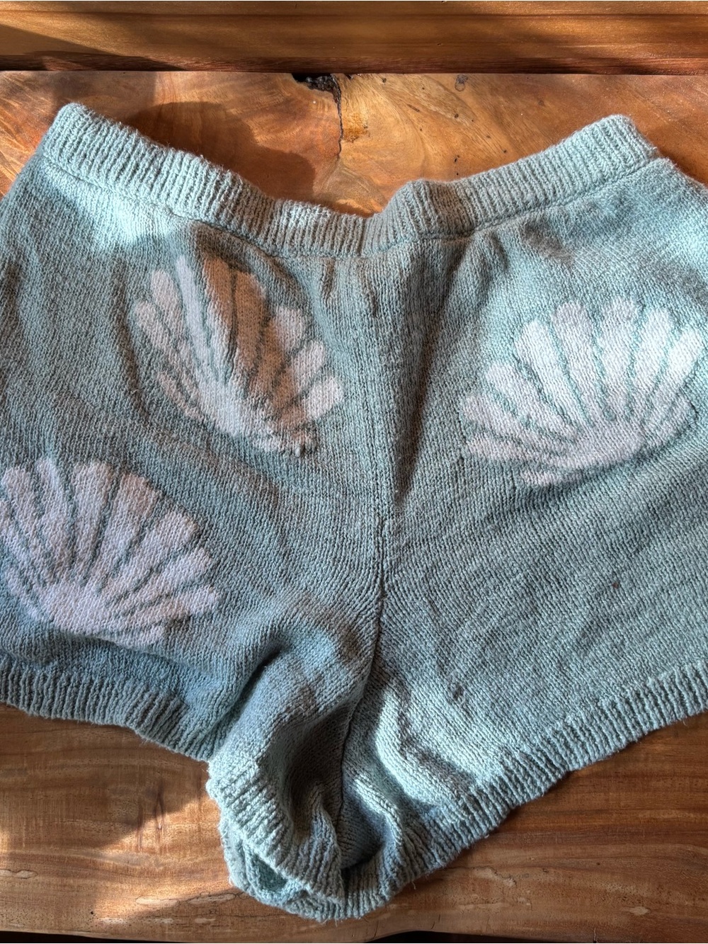 Show Me Your MuMu Seafoam Green Shell Knit High-Waist Shorts